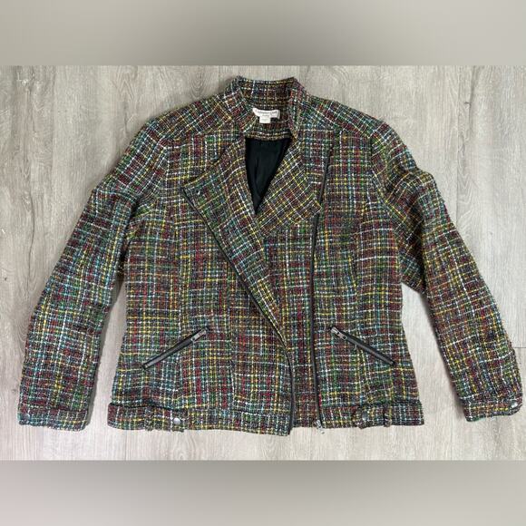Coldwater creek- blazer coat tweed- multicolor- some wear- Size 14 front zip - Picture 5 of 13